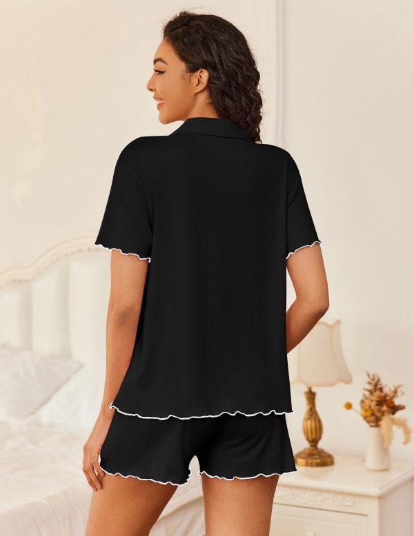 Womens Pajama Sets Button Up Bride Pjs Set 2 Piece Soft Sleepwear Short Sleeve Lounge Sets with Shorts, S-XXL