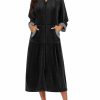 Robe for Women Velour Zipper Robe 3/4 Sleeves Housecoat Full Length Loungewear Long Bathrobe with Pockets