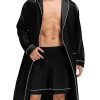 Men's Satin Robe Silky Kimono Bathrobe with Shorts Set Lightweight Soft Loungewear Nightwear