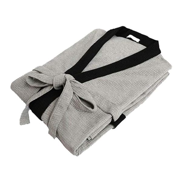 Men's Waffle Kimono Robe Cotton Lightweight Nightgowns Spa Terry Cloth Bathrobe Sleepwear with Pockets