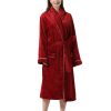 Robes for Women Plush Fleece Bath Robe Shawl Collar Long Robe Nightgown