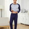 Men's Pajama Sets Cotton Mens Pjs Sets Long Sleeve Shirts and Pants Sleepwear Lightweight Soft Loungewear