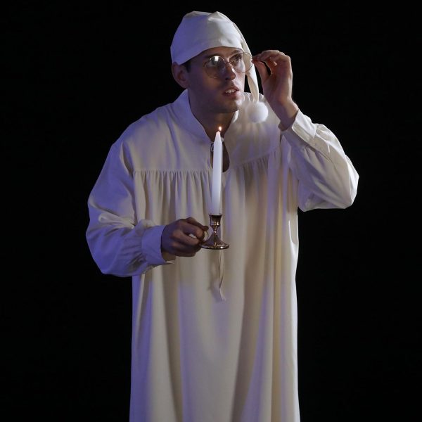 5 Pcs Funny Pajama Set for Men Includes Nightgown Men's Night Sleeping Hat Glasses Candle Holder with Candle