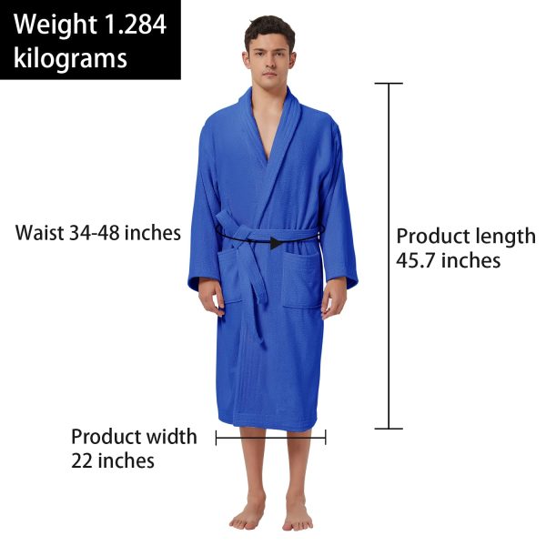 Bathrobe Mens,Pure Cotton Robe for Men,Terry Cloth Bathrobe, Thick Spa-Grade Luxury Towel Bath Robe for Men