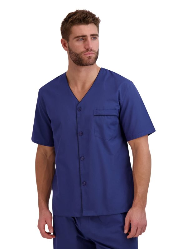 Men's Short Sleeve Pajama Set, Navy Heather, Medium