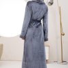 Womens Long Fleece Robe Soft Plush Robes for Women Warm Bathrobes Comfy House Coat Full-length