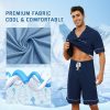 Mens Pajama Set, Pajamas Made from Bamboo Pulp Viscose Lightweight Button-up PJS for Men
