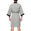 Men's Waffle Kimono Robe Cotton Lightweight Nightgowns Spa Terry Cloth Bathrobe Sleepwear with Pockets