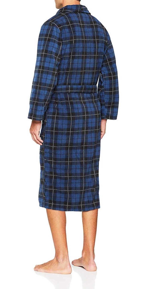 Men's Fleece Robe Blue Tartan