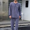 Mens Henley Collar Pajama Set Long Sleeve Pajamas for Men loungewear Casual Sleepwear Pjs Set