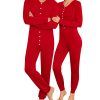 Matching Family Onesise Pajamas Christmas Long Sleeve PJs Set Holiday Button Stripe Nightwear Xmas Men&Women Sleepwear