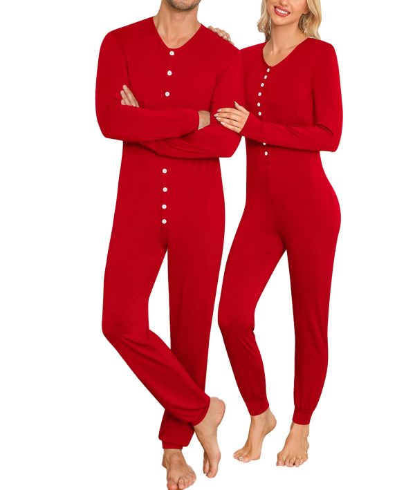 Matching Family Onesise Pajamas Christmas Long Sleeve PJs Set Holiday Button Stripe Nightwear Xmas Men&Women Sleepwear