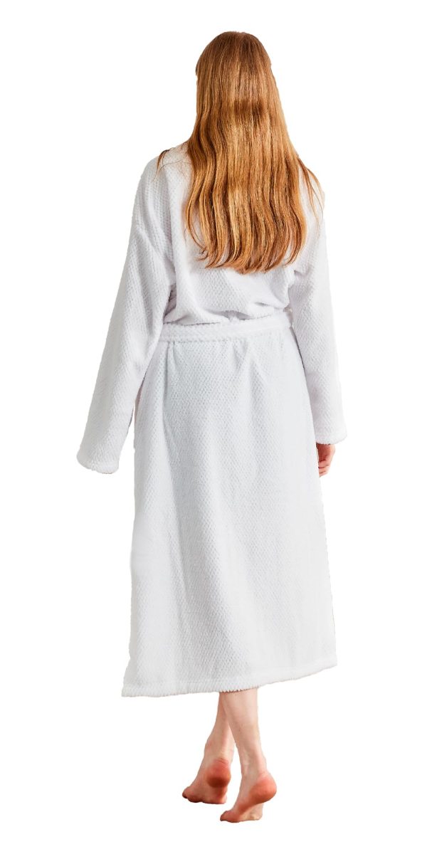 Women's Plush Fleece Bathrobe, Warm and Fluffy Sherpa, Soft Dot Jacquard Robe