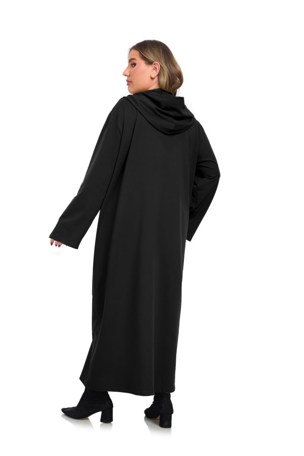 Women Hooded Zipper Robe Plus Size Zip Up Sweatshirt Robe Long Zipper Front Housecoat with Pockets S-4X