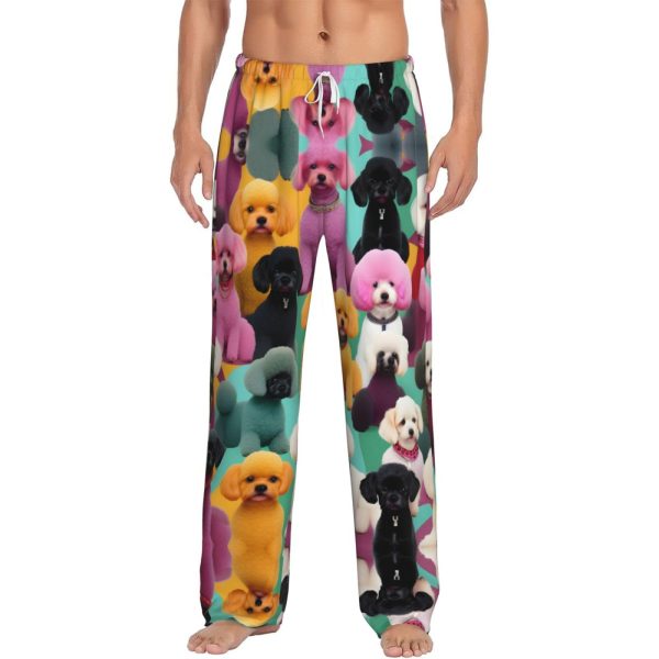 Poodles Dogs Print Lounge Waistband Drawstring Mens Pajama Pants Fashion Custom Sleepwear