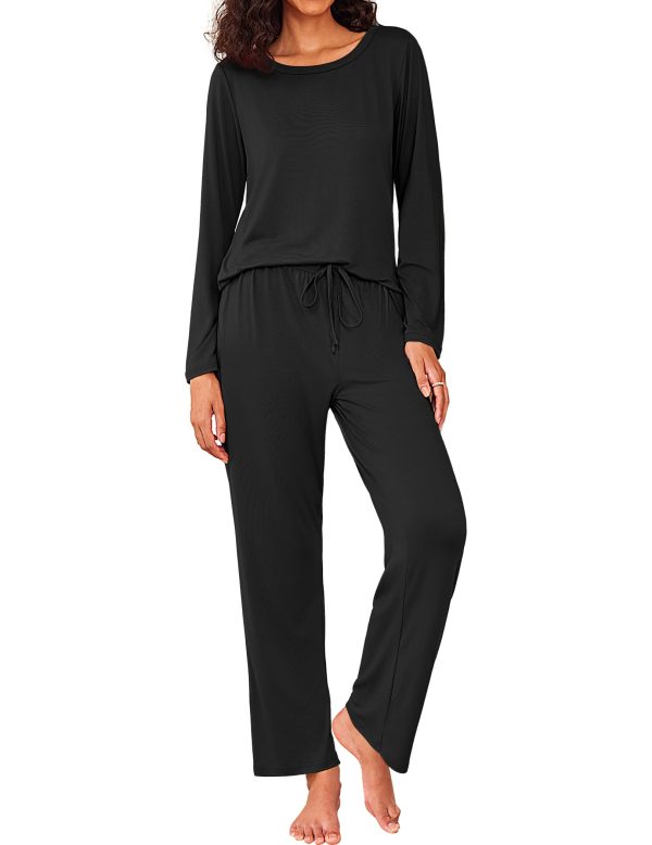 Womens Pajama Sets 2 Piece Pjs Sleepwear Soft Comfy Loungewear Long Sleeve Pullover Top and Pants S-XXL