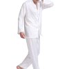 Mens Pajamas Set Satin Sleepwear Long Sleeve Loungewear Button-Down Pajamas for Men S-4XL