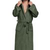Mens Fleece Hooded Bathrobe Soft Plush Long House Coat with Pockets Flannel Nightgown Fluffy Warm Robe Sleepwear