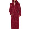 Men's Plush Hooded Bathrobe Winter Warm Fleece Robes Soft Flannel Long Robes with Pockets, Full Length