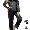 Womens Pajama Set Silk Satin Pajamas Long 2pc Pjs Button Down Sleepwear Pj Set Loungewear