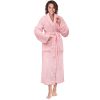 Women Robe Fleece Plush Soft, Fluffy Fuzzy Cozy Warm Lightweight Bathrobe, Shower Spa House Long Robe for Women