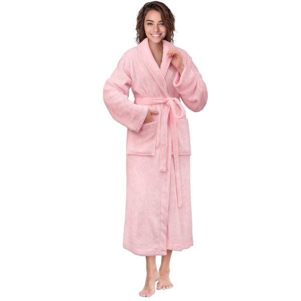 Women Robe Fleece Plush Soft, Fluffy Fuzzy Cozy Warm Lightweight Bathrobe, Shower Spa House Long Robe for Women