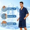 Mens Pajama Set, Pajamas Made from Bamboo Pulp Viscose Lightweight Button-up PJS for Men