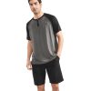 Mens Pajamas Set Cooling Summer Sleepwear Rayon Made from Bamboo Pjs Short Sleeve Henry Neck Loungewear