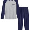 Mens Pajama Set Long Sleeve V Neck 2 Piece Nightwear Loungewear Sleepwear Modal Pants With Pockets Pj's Sleep for Men