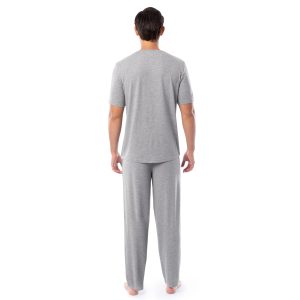 Men's 360 Stretch Short Sleeve V-Neck Top and Pant Sleep Pajama Set