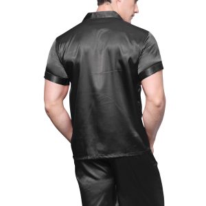Men's Short Sleeve Satin Pajama Set with Shorts