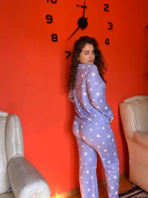 Womens 2 Pack Pajama Set Long Sleeve Pajamas Top and Pants V Neck Pjs Set Soft Loungewear with Pockets