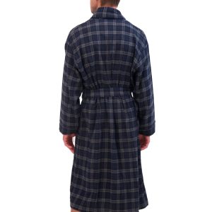 Men's Flannel Sleep Robe, Flannel Bathrobe for Men, Shawl Collar Winter Plaid Robe Perfect for Men and Women