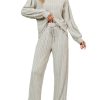 Womens Lounge Set Cute Long Sleeve Pajama Sets Casual 2 Piece Pj Outfit Fall Sleepwear Pockets