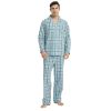 Mens Cotton Pajama Set, Button Down Woven Pajama Set for Men Plaid Men's Sleepwear