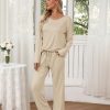 Womens 2 Pack Pajama Set Long Sleeve Pajamas Top and Pants V Neck Pjs Set Soft Loungewear with Pockets