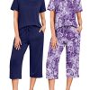 2 Pack Capri Pajamas Set Women Mumu Pjs Sets Short Sleeve Top and Capri Pants Lounge Sets Sleepwear with Pockets