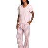 Pajama Sets for Women 2 Piece, PJ Sets for Women with Knit Sleep Tee and Woven Pajama Pants with Pockets