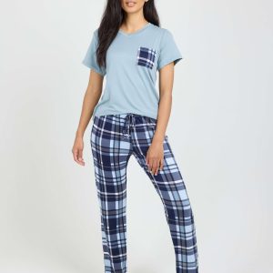 2 Pack: Women's Pajama Set - Choose from Short Sleeve with Pocket or Long Sleeve without Pocket