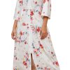 Zipper Robes for Women 3/4 Sleeve Housecoats Long Lightweight Bathrobe House Dress with Pockets