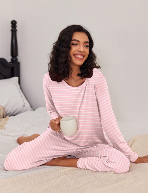 2 Pack Women's Pajama Set Soft Long Sleeve Sleepwear Loungewear Pjs Sets with Pockets S-XXL