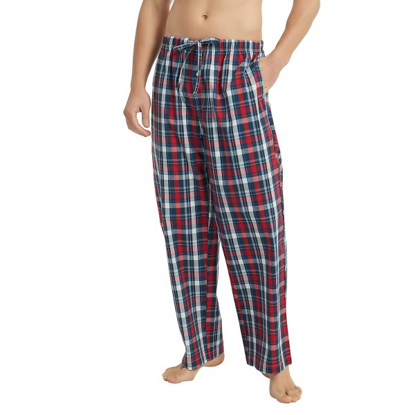 Men's Cotton Woven Pajama Pants, Soft Lounge Pajama Pants with big pockets for Men Plaid Pj Bottoms