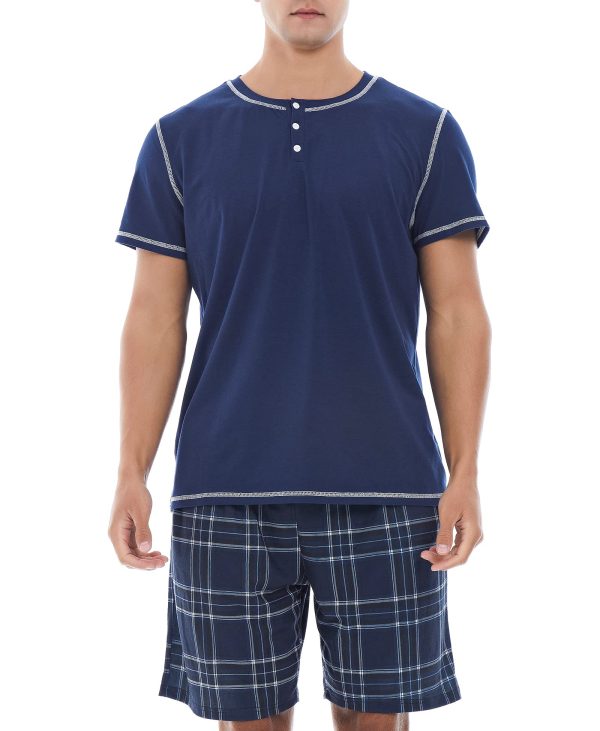 Mens Pajamas Set Short Sleeve, Pajamas for Men Soft Comfy, Mens Sleepwear Pjs Set with Pockets