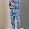 Men's Long Sleeve Plain Weave Pajama Set