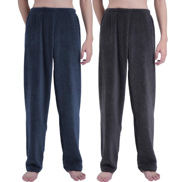 Men's 2 Pack Flannel Fleece Pajama Pants Set,PJ Bottoms Plush Warm Sleepwear Pants,Sleep & Lounge