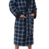 Men's Bonded Fleece Robe, Blue Check