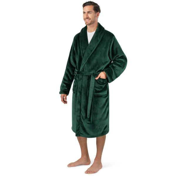 Mens Soft Robe Bathrobe for Men, Lightweight Fleece Male Robe Long Bath Shower Spa