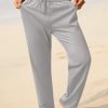 Mens Cotton Linen Drawstring Pants Elastic Waist Casual Jogger Yoga Pants
