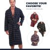 Men's Flannel Sleep Robe, Flannel Bathrobe for Men, Shawl Collar Winter Plaid Robe Perfect for Men and Women
