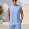 Men's Pajamas Set Workout Tank Top Pjs Sets with Shorts 2 Piece Soft Sleeveless Casual Shirts Loungewear Sets, S-XXL